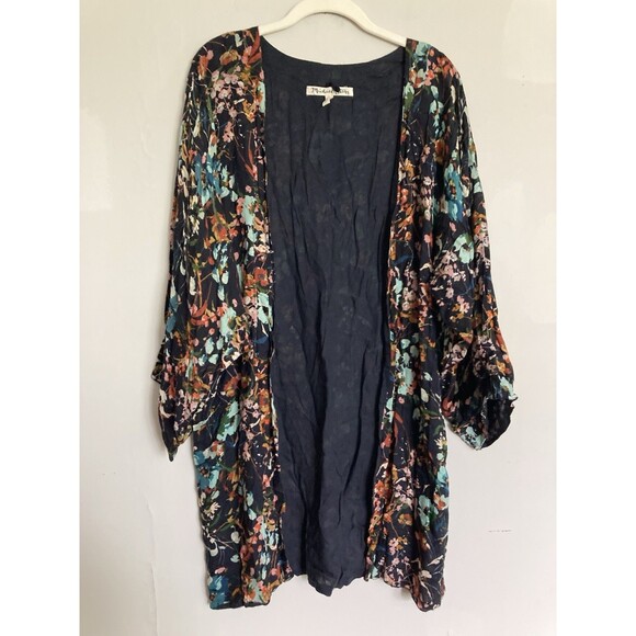 Michael Stars Kimono Floral One Size S-M Viscose Made in India Open Front - Picture 1 of 6